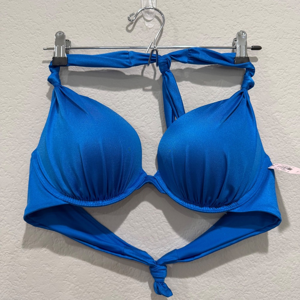 Victoria's Secret Swim Bikini‎ Set Top Bottom Large Blue 36D Push Up Cheeky NEW - Picture 3 of 7